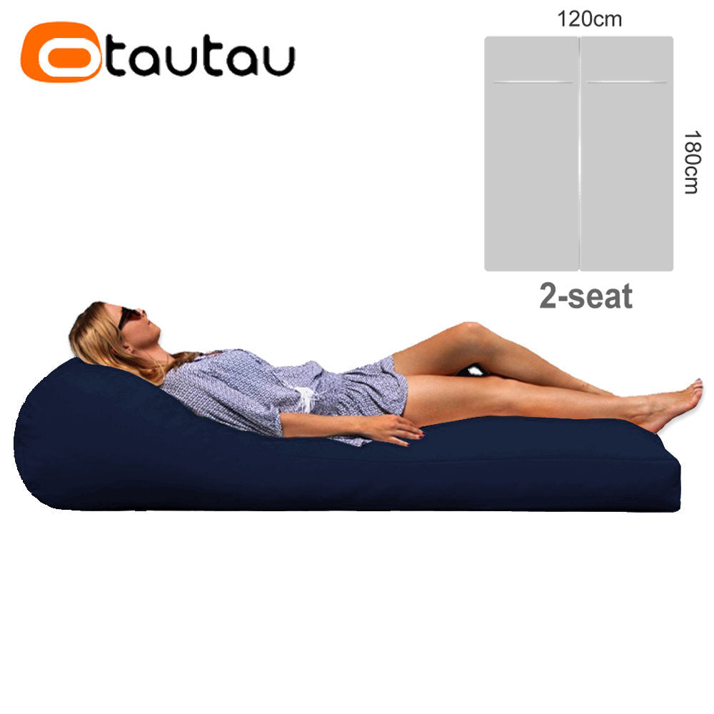 OTAUTAU 2-seat Outdoor Bean Bag Pouf Cover No Filler Waterproof Beach Garden Camp Chaise Lounge Sofa Bed Swimming Pool Puff Sac