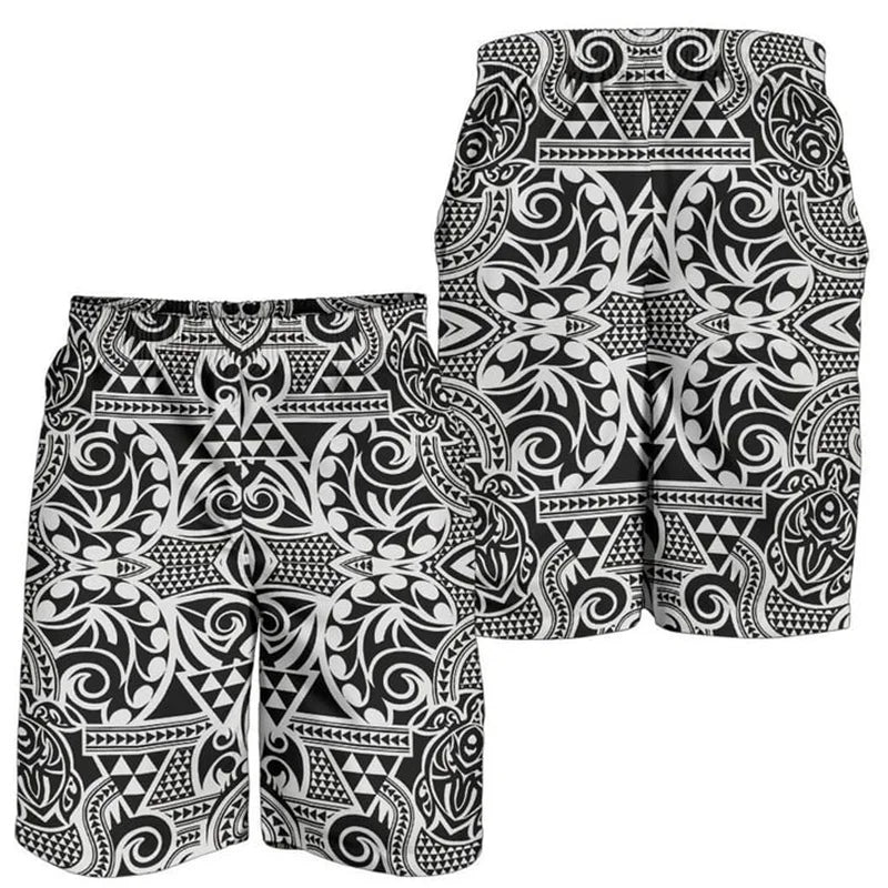 New 3D Printed Polynesian Tribal Turtle Hawaii Shorts Men's Beach Shorts Women Vacation Floral Sports Board Shorts Swim Trunks