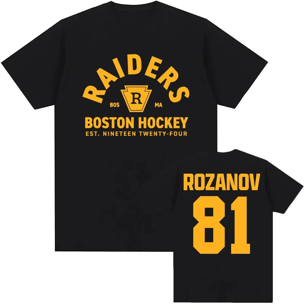 2026 New Rozanov 81 Boston Raiders 100%cotton men's shirt Graphics heated rival oversized Women's Short Sleeved Cheap Tshirt