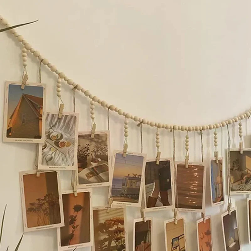 Photo Display Wall Hanging Decor Boho Home Decoration Wooden Beads Macrame Tapestry For Wall Hanging Room Decors Aesthetic Gift