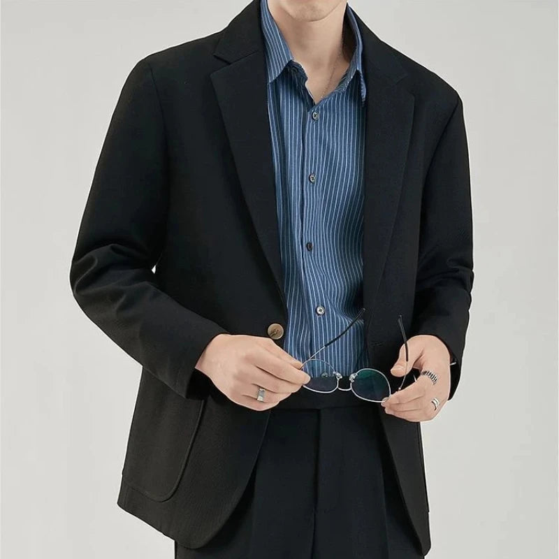 2 Piece Outfit Set Male Solid Color Youth Trends Costumes Ceremony Pants Full Men's Suits and Blazers Clothes Classic Elegant