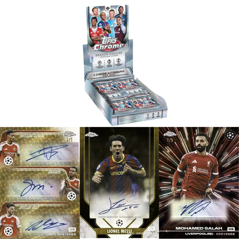 Official Authentic 2025-2026 Topps Card Topps Chrome UEFA Club Competitions Hobby Box  Collect cards With signature card Toy