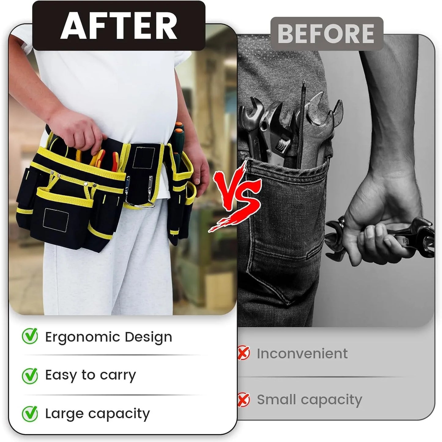 Tool Belt Bag Utility Belt Adjustable Pockets Tool Belts Detachable Work Pouch Bag Heavy Waist Apron Versatile Pouch