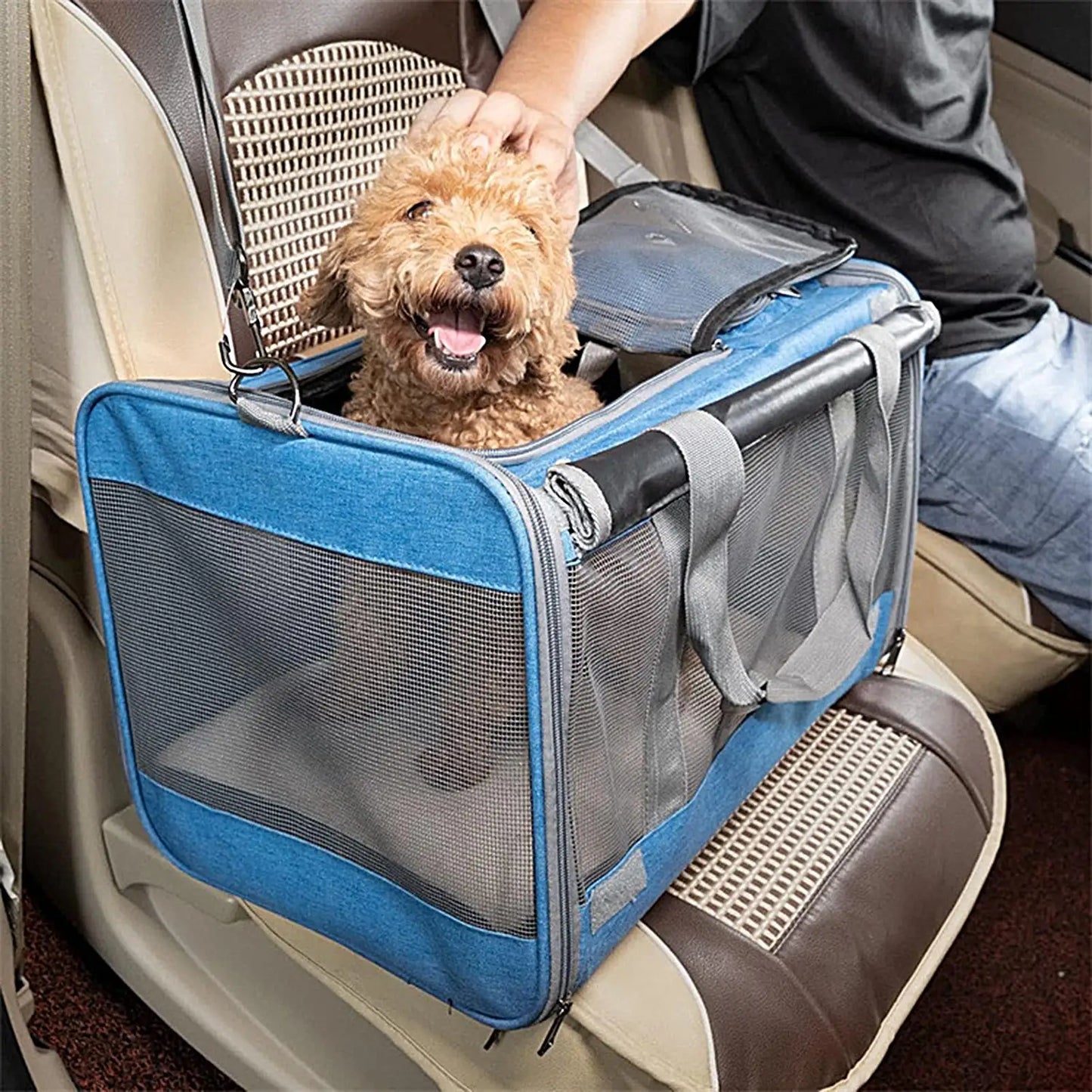 Breathable Pet Cat Travel Carrier, 20lbs Capacity Tote Bag, Outdoor Adventure Portable Container for Car Airplane Camping Vet