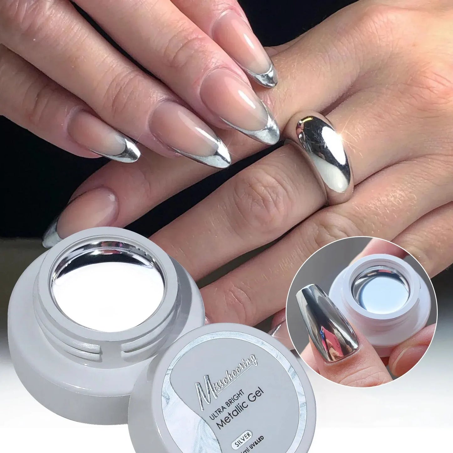 6ml/Box Super Bright Metallic Painting Gel Polish Silver Mirror Gel Nail Polish Flower Drawing Lines French Nails Art Decoration