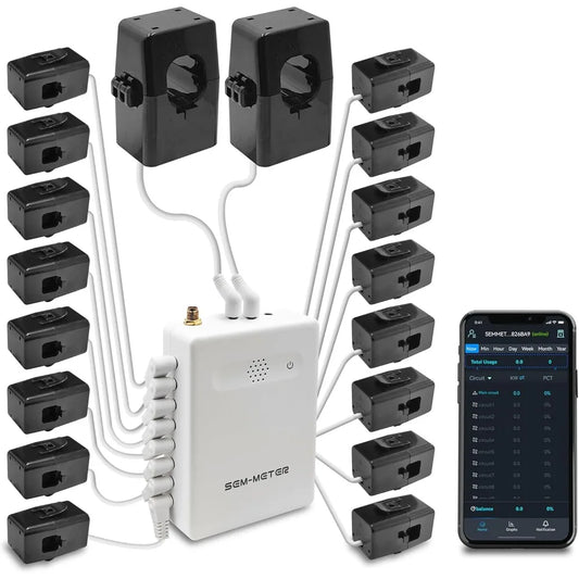 Smart Home Energy Monitor 16 Circuit 50A Sensors Real Time Power Usage Tracking App