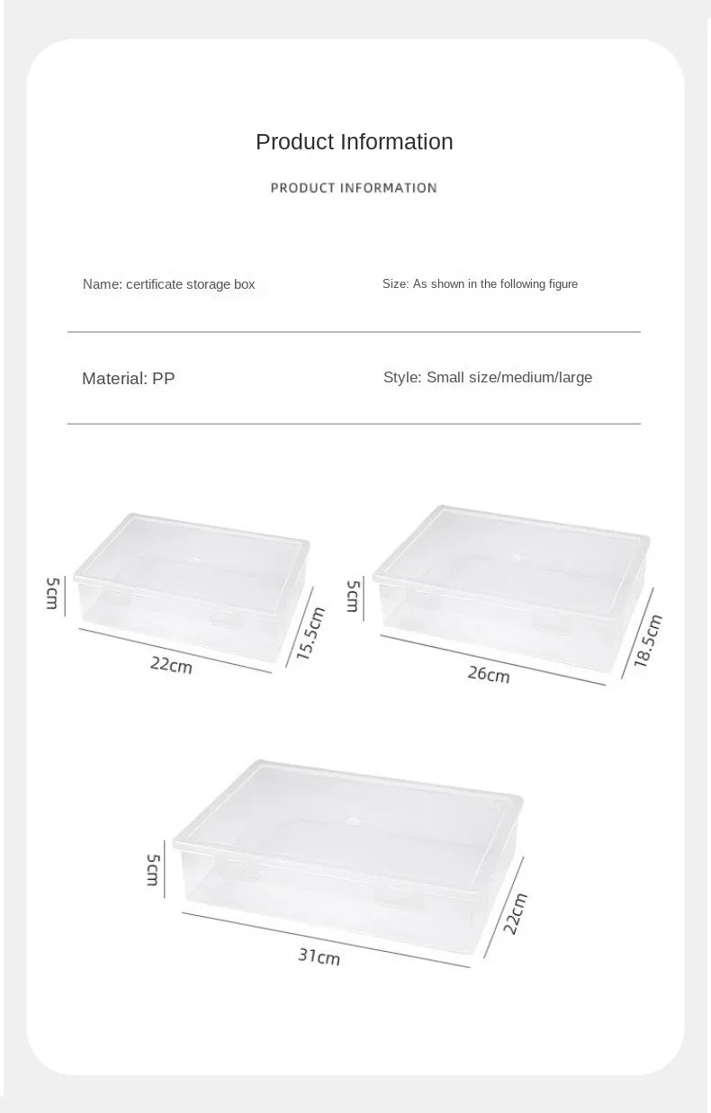 Document Organizer Organized Storage Box Simplicity Certificate File Container Dust Proof A4 Organizing Box Dropshipping