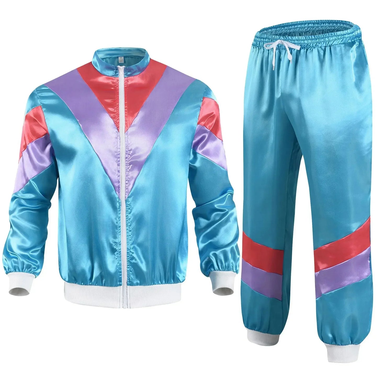 Men’s 80s Costume 1990s Outfit for Men Tracksuit Costume Hip Hop Set Disco 2pcs Jogging Wear Windbreaker Couples Track Suit