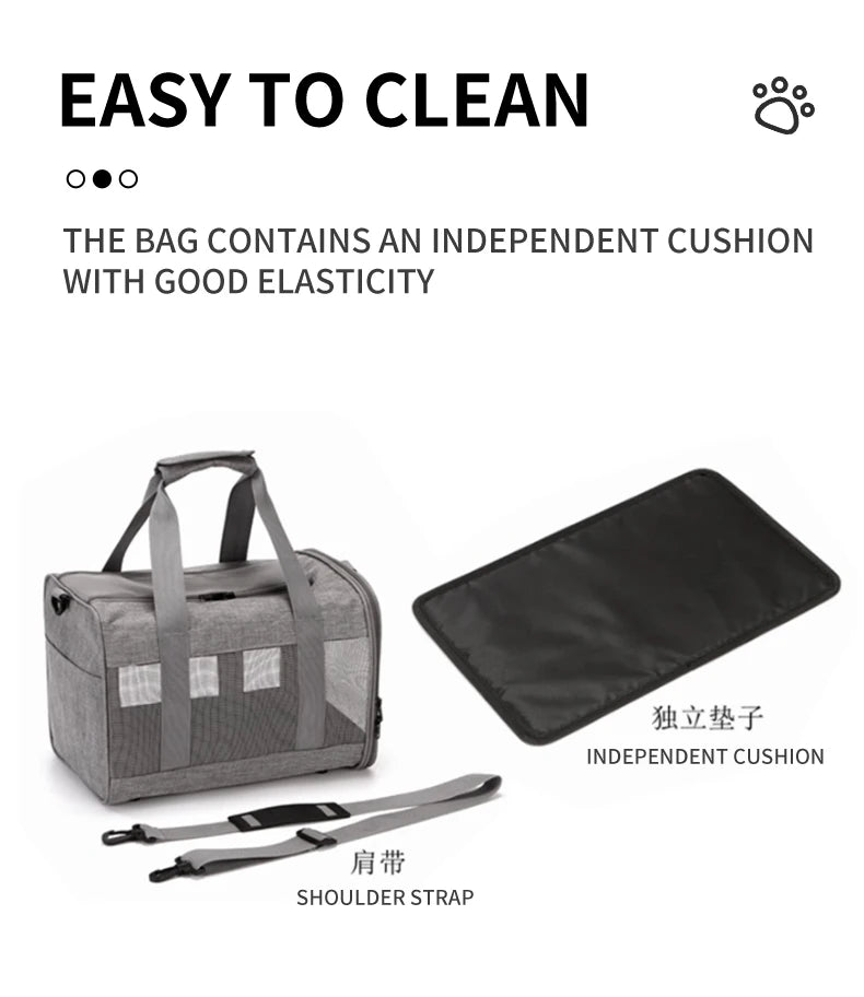 Pet Carrier Soft Travel Bag for Cats And Dogs Breathable Honeycomb Board Detachable Veterinary Cat Car Bag Support Board