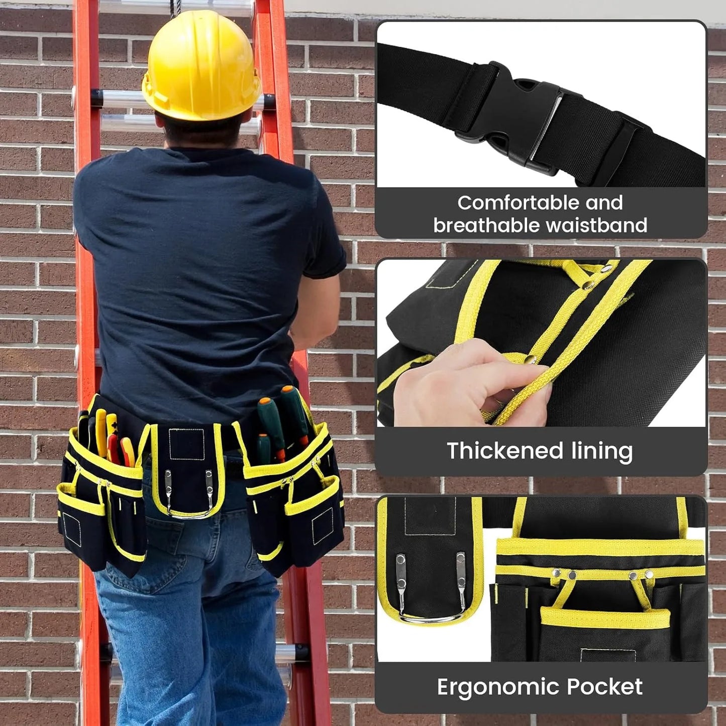 Tool Belt Bag Utility Belt Adjustable Pockets Tool Belts Detachable Work Pouch Bag Heavy Waist Apron Versatile Pouch