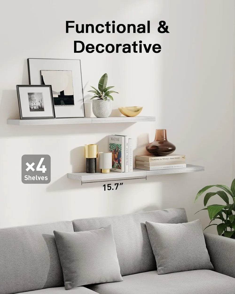 1pc Floating Shelves Wooden Wall Mounted Storage Shelf Deeper Thicker Bathroom Shelves for Living Room, Bedroom, Kitchen