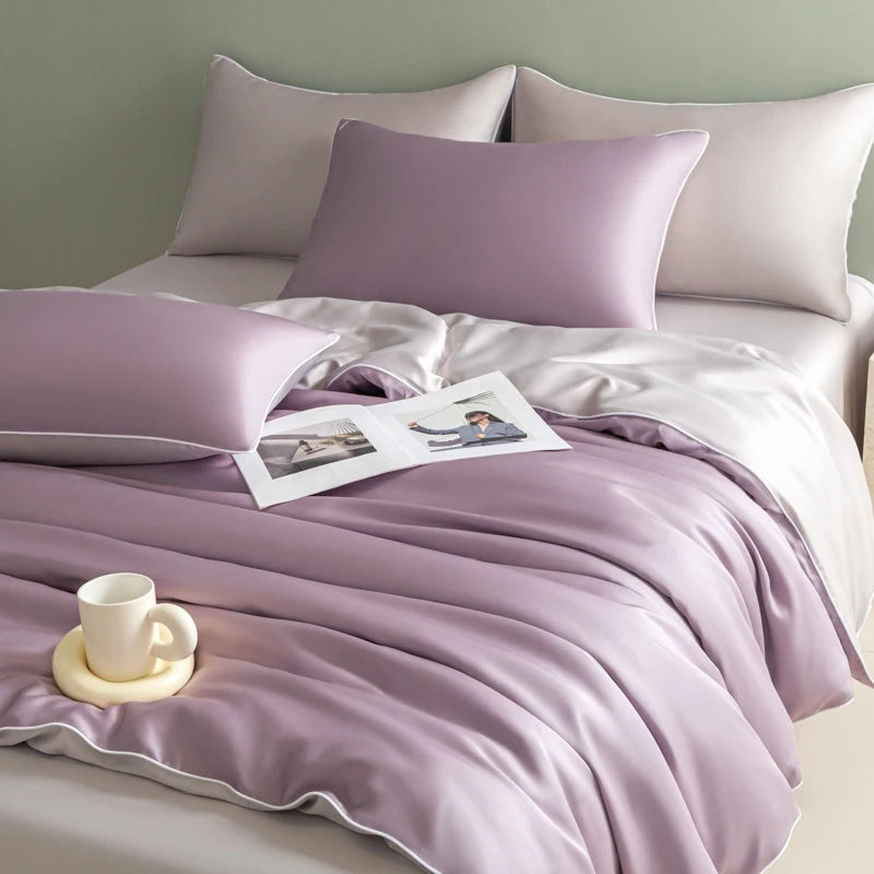 New Washed Ice Silk Bedding Set 4PCS Summer Cool Touch Rope Design Sheet Set Soft Breathable Hotel Luxury Twin/Full/Queen Size