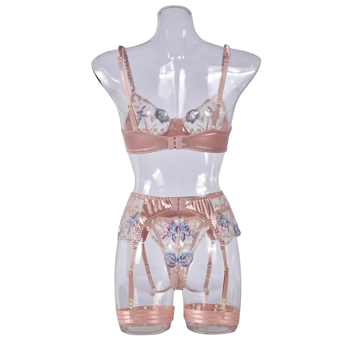 Ellolace Sensual Women Lingerie Fancy Floral Sheen Silk Underwear Transparent Garter Exotic Sets Fairy Luxury Intimate Goods