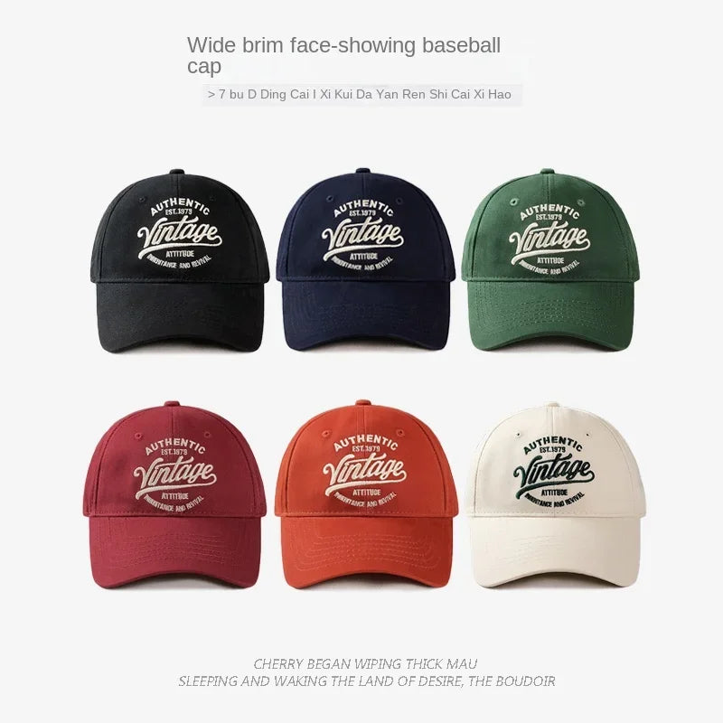 Korean Vintage Embroidered Baseball Caps Women Summer Outdoor Sunscreen Soft Top Hat Showing Face Small Casual Men's Hats
