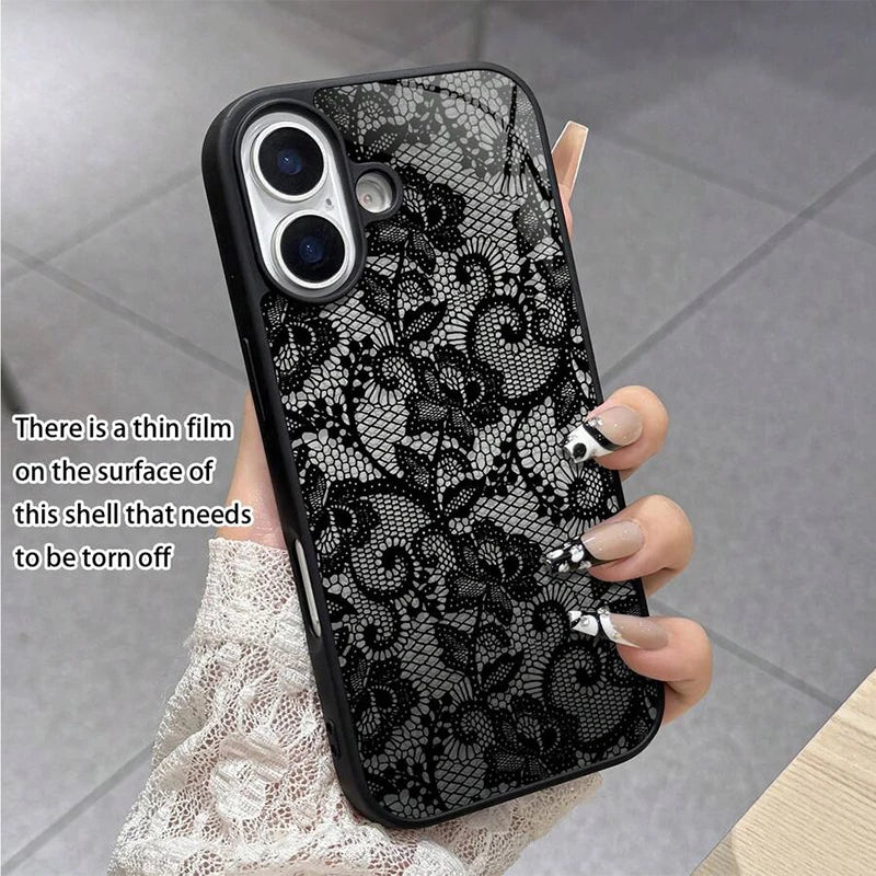 For iPhone 17 16 15 14 13 12 11 Pro Max Case Exquisite Lace Pattern Silicone Cover For iPhone Air 16E 16 Plus XS X XR Soft Funda