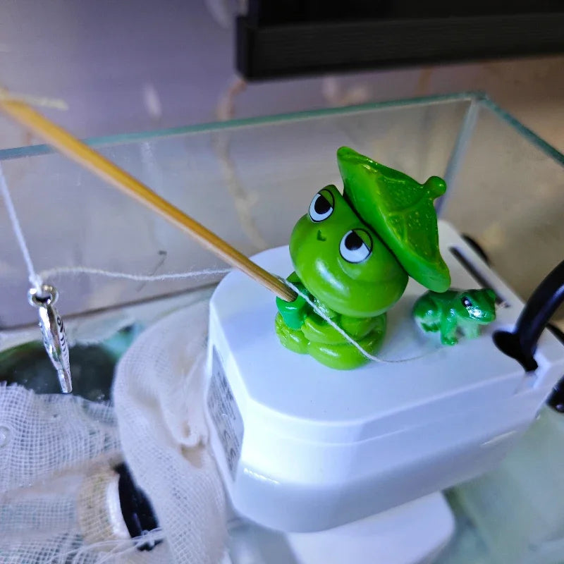 Aquarium Decoration Mini Fishing Panda Fishing Frog Fish Tank DIY Landscaping Ornaments Home Garden Pond Decorations