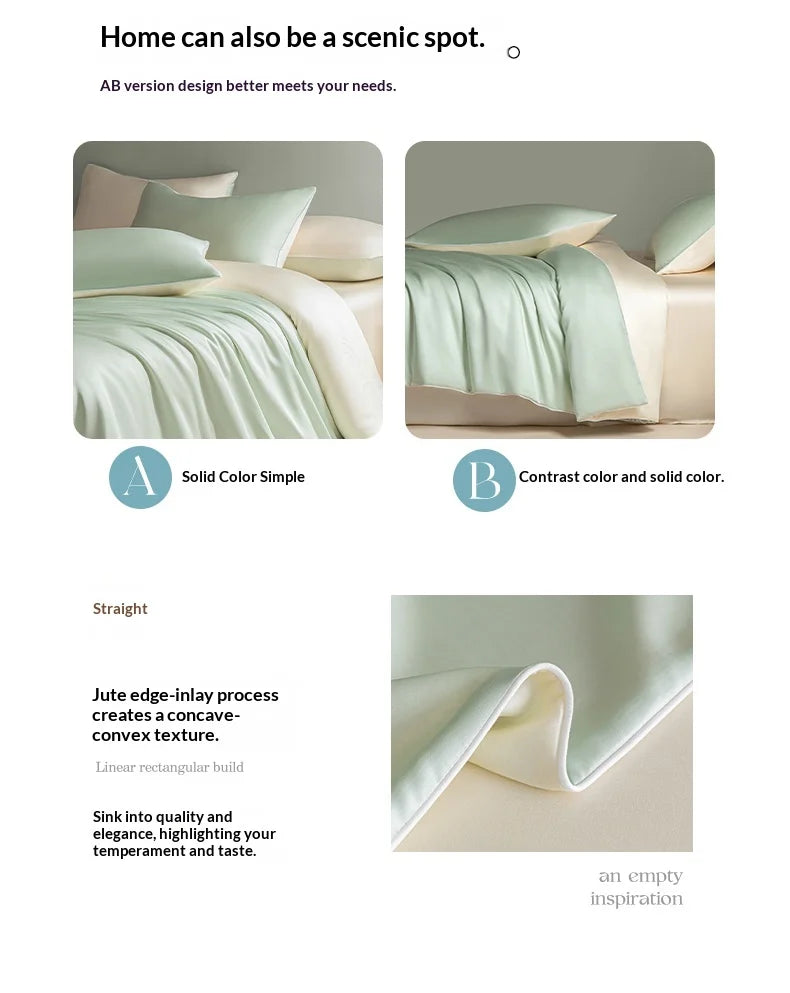 New Washed Ice Silk Bedding Set 4PCS Summer Cool Touch Rope Design Sheet Set Soft Breathable Hotel Luxury Twin/Full/Queen Size