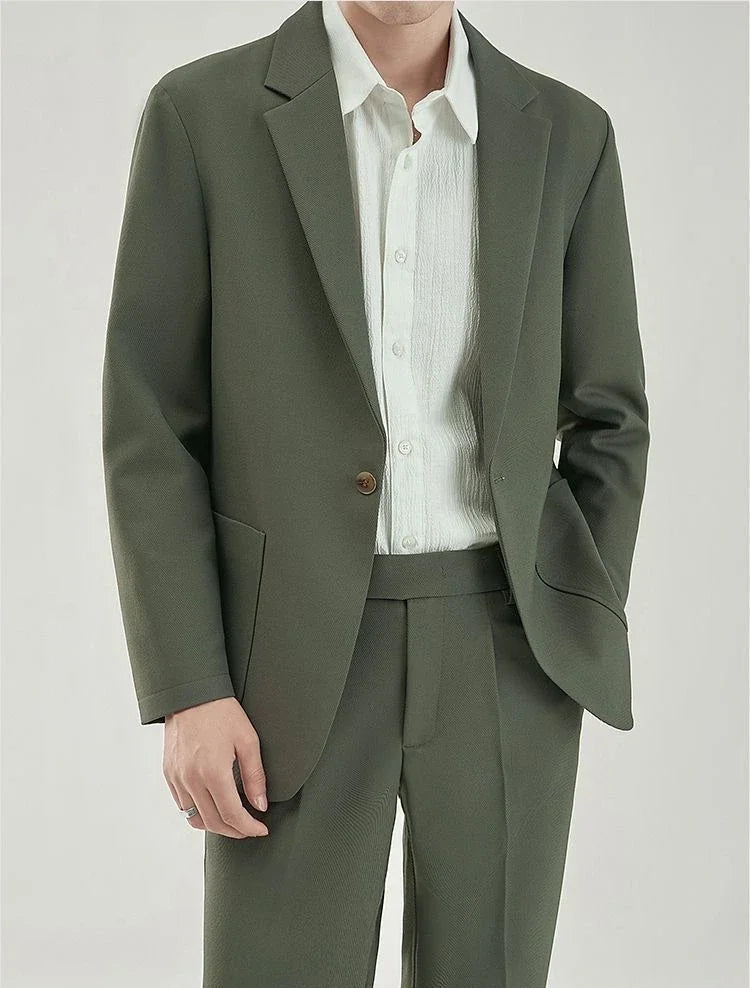 2 Piece Outfit Set Male Solid Color Youth Trends Costumes Ceremony Pants Full Men's Suits and Blazers Clothes Classic Elegant