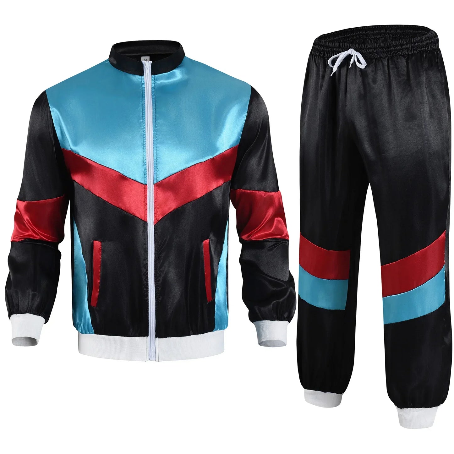 Men’s 80s Costume 1990s Outfit for Men Tracksuit Costume Hip Hop Set Disco 2pcs Jogging Wear Windbreaker Couples Track Suit