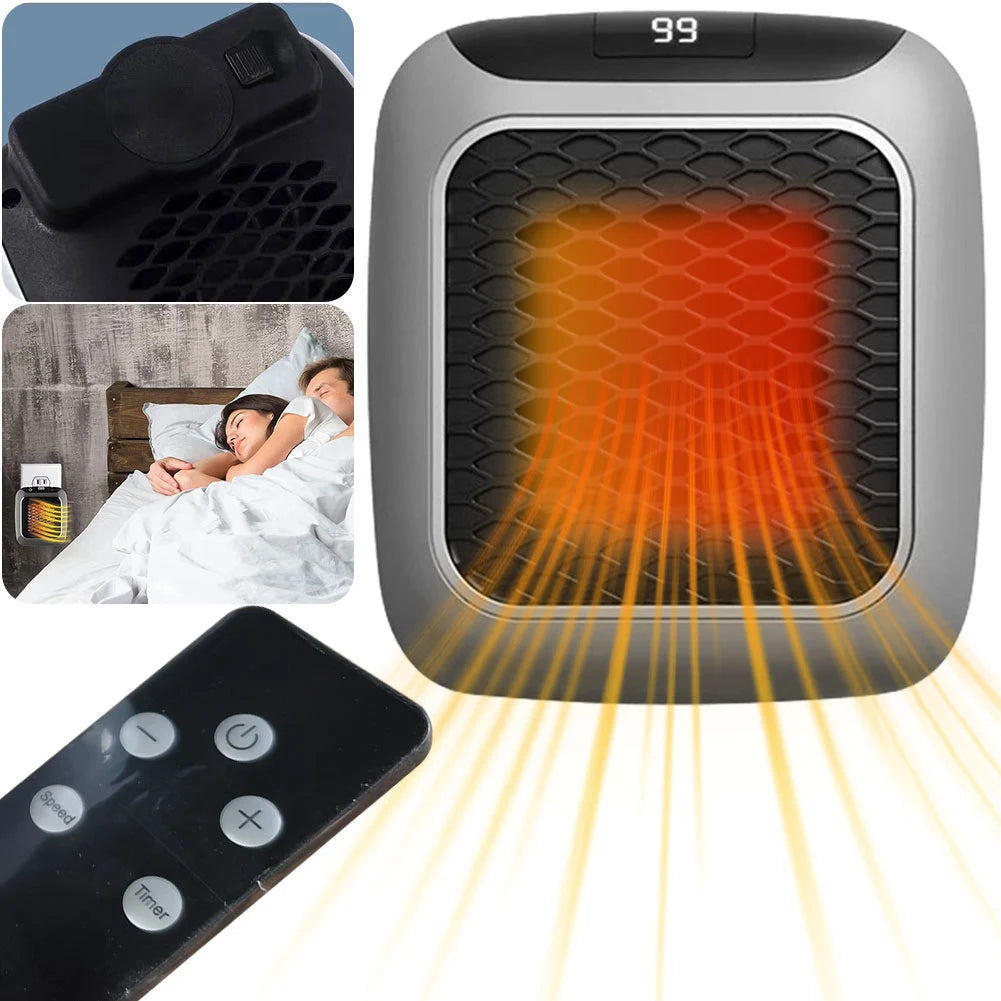800W Portable Electric Heater EU Small Bathroom Fast Heating Fans Bedroom Heater Home Use Warming Device with Remote Control
