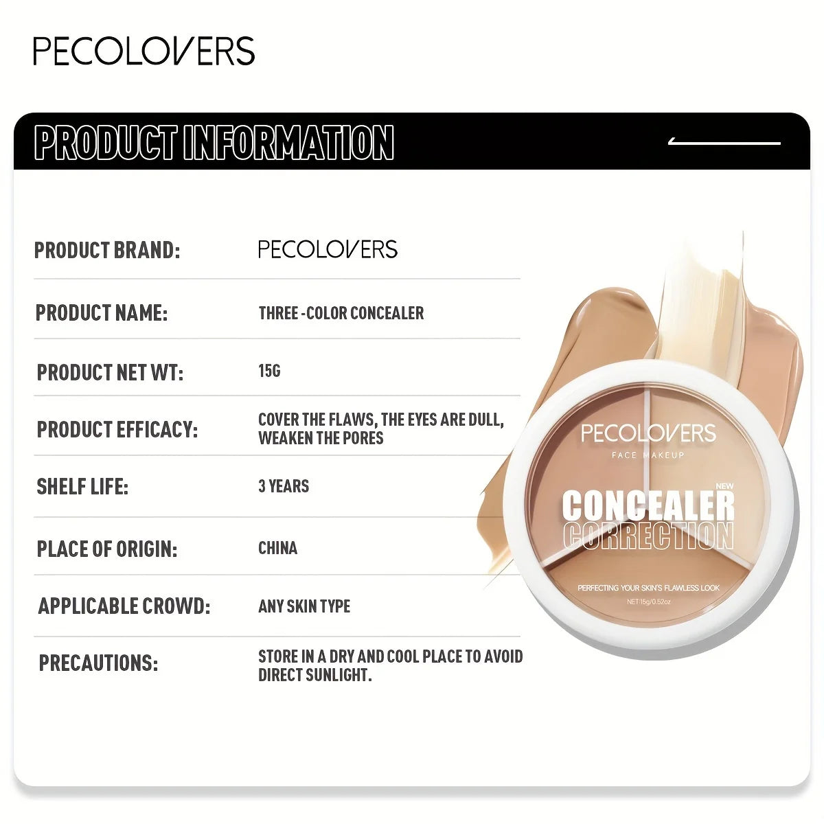 3 Colors Moisturizing Concealer Palette Full Coverage Concealer Even Skin Tone Face Foundation eye Face Cosmetics Lasting
