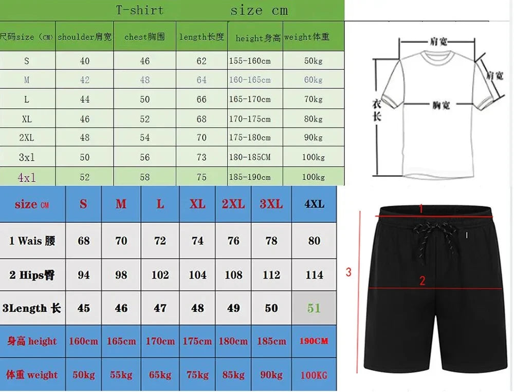 Summer Quick Drying Men's Sets Fashion tracksuits Casual Breathable Short Sleeve 2D Printed Sports T-shirt+Shorts Basketball Set