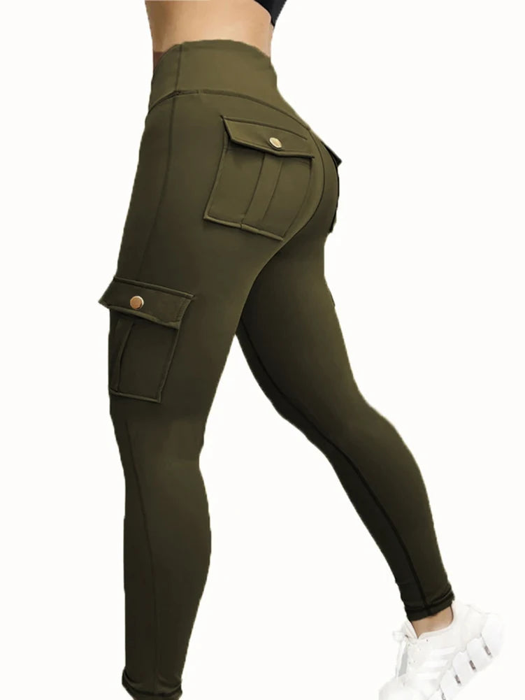 Pockets Gym Leggings Women High Waist Fashion Fitness Pants Skinny Stretch Outdoors Comfortable Sport  Leggings