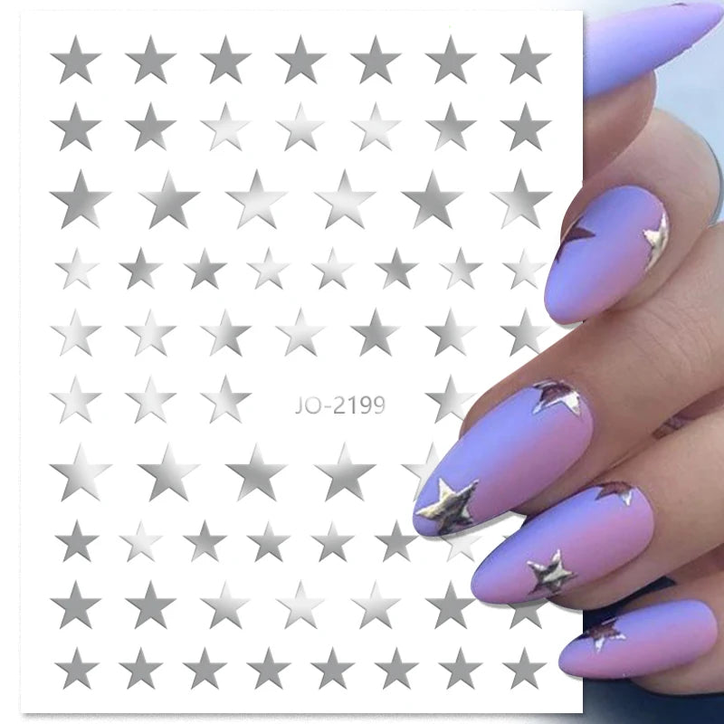 1PCS Black White Butterfly Laser Nail Stickers Y2K Nail Art Decoration Abstract Lines Bronzing Flowers Stickers For Nails