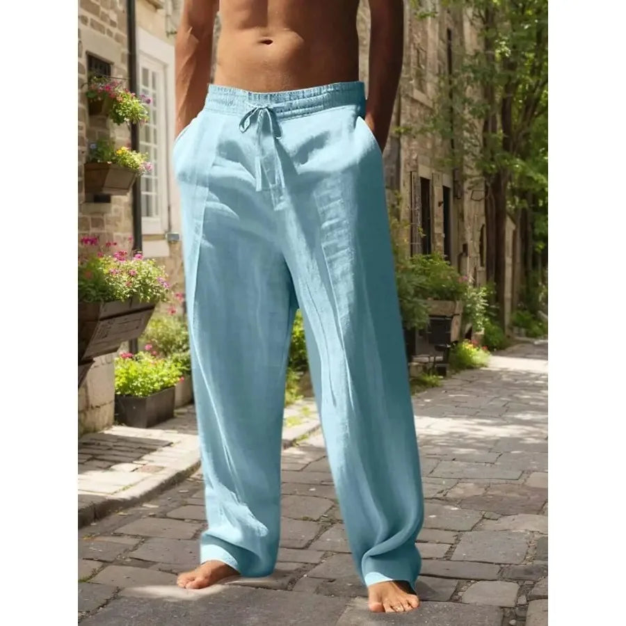 Men's Linen Wide Leg Casual Pants Are Loose Fitting, Breathable And Comfortable, Suitable For All Seasons And Versatile