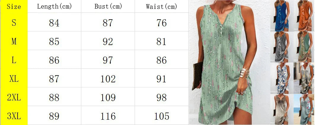 Summer Beaded Dresses for Women 2023 Fashion Stitching V Neck Loose Bohemian Vacation Basic Sleeveless Party Dresses Vestidos
