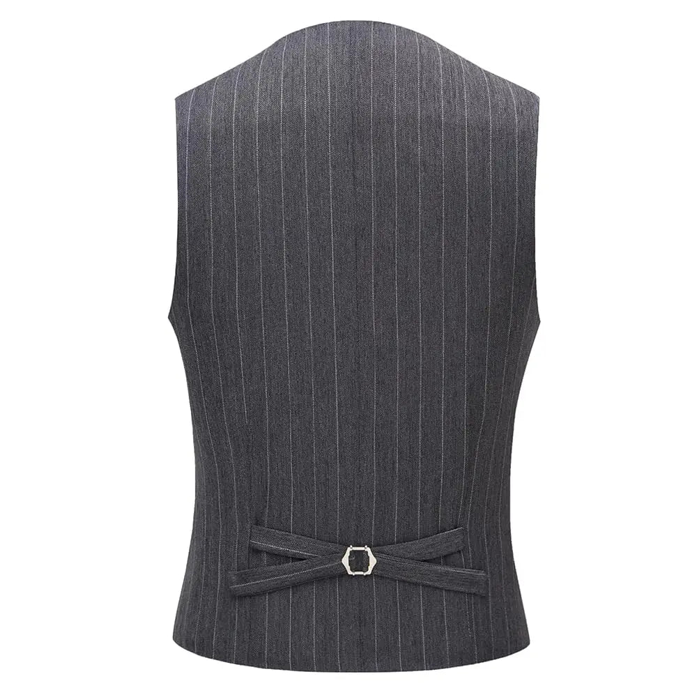 Men's 3-Piece Slim Fit Stripe Suit Blazer Jacket Vest Pants Set | Wedding Tuxedo Formal Business Prom Party US Size XXS-3XL