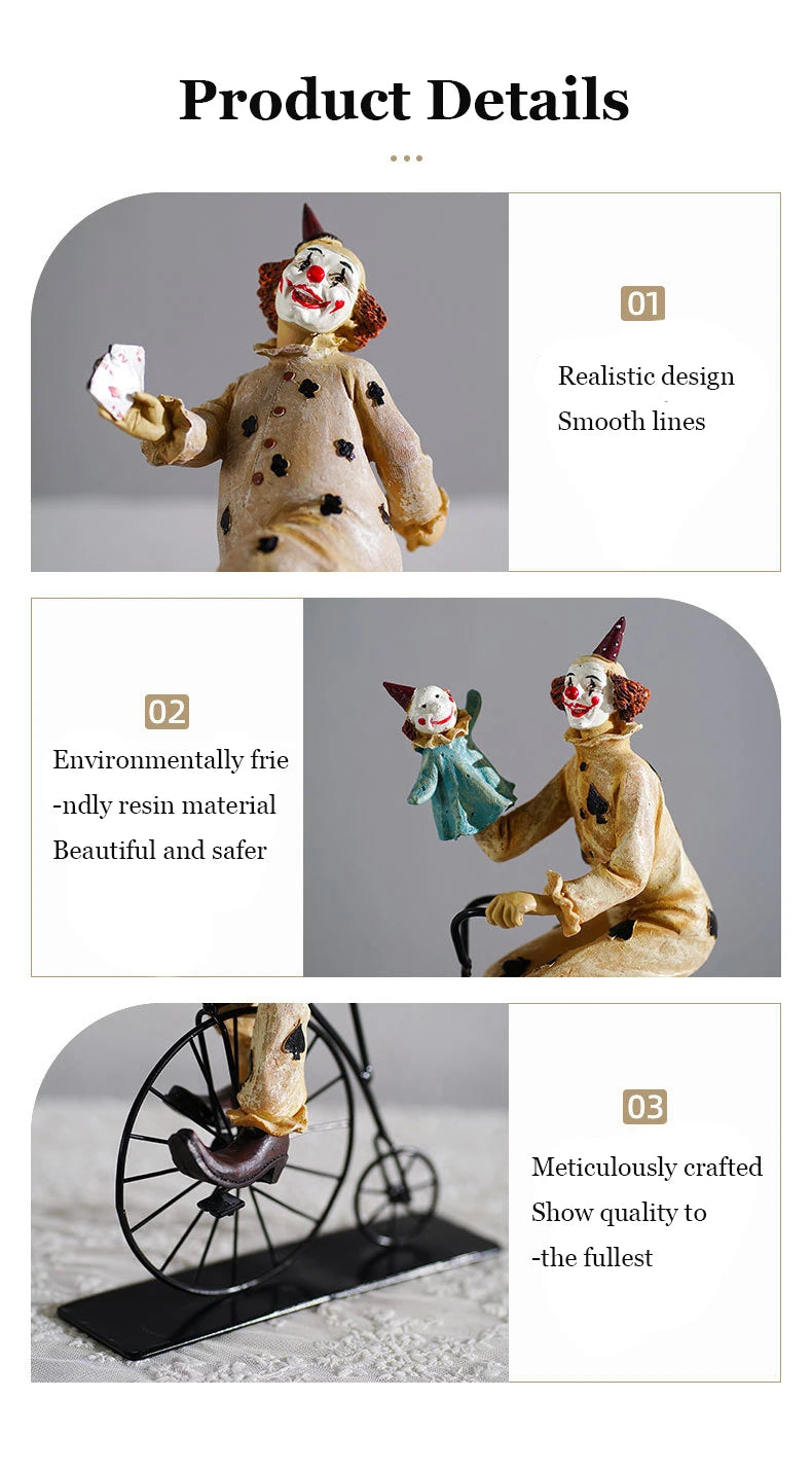 Decorative Sculptures For Home Modern Resin Statues And Figurines Living Room Decoration Desktop Table Circus Clown Ornaments