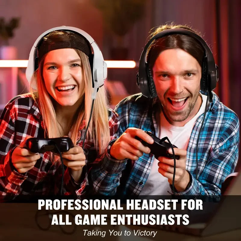 Gaming Headset for PC, PS4, PS5, Gaming Headphones with Noise Cancelling Mic RGB Light, Bass Surround, Soft Memory Earmuffs Over