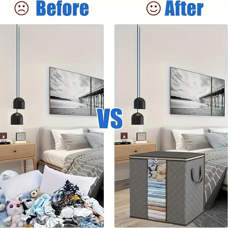 4 Extra Large 26.42-Gallon Bedding and Pillow Storage Bags with Breathable Foldable Fabric, Reinforced Handles