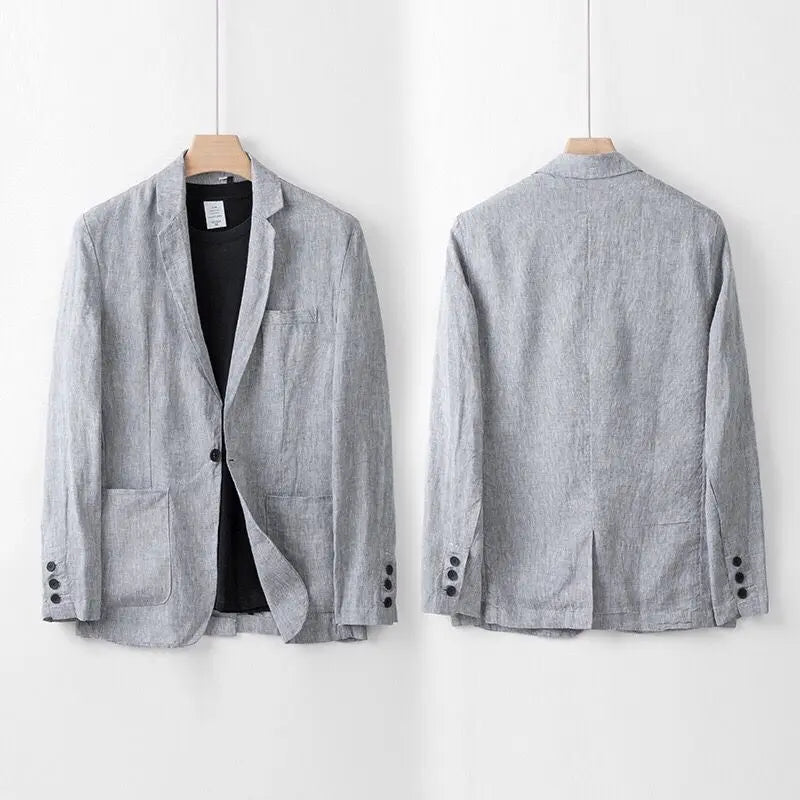 2026Summer Linen Suit Sets Men's Blazers Pants Suit Loose Casual High Street Sunscreen Jackets Long Trousers Set Male Clothes