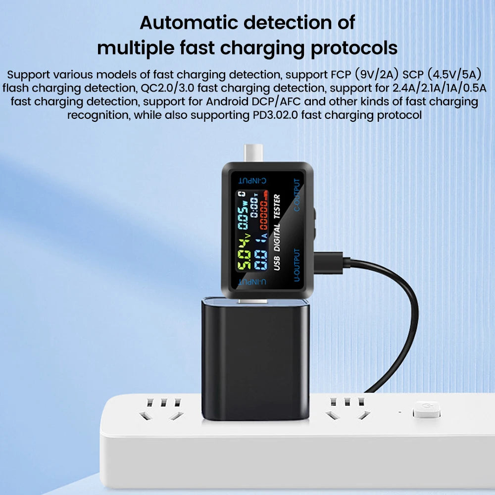 Fast Charging Tester 10 in 1 USB 4.5-36V 0-8A Voltmeter Current Voltage Meter Volt Ammeter Detector Power Bank Charger Indicator