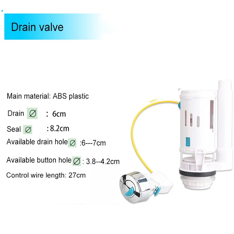 WETIPS Linear Control Toilet Fitting Outlet Valve Water Saving Flush Water Saving Flush Kit Toilet Tank Drain Fittings System