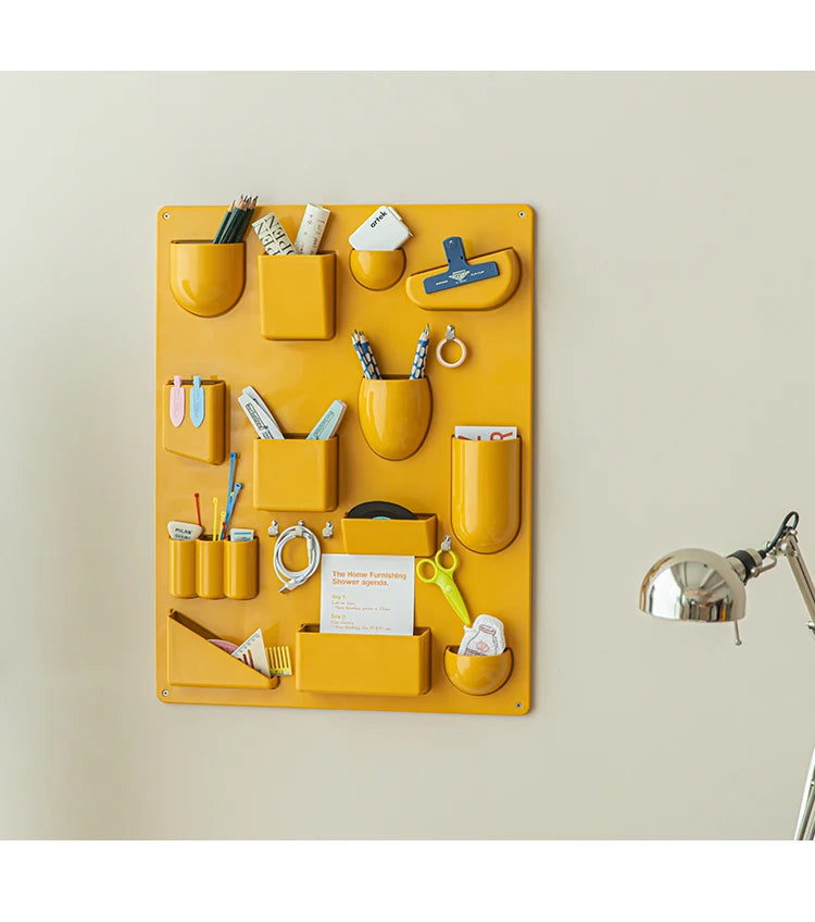 Wall-mounted Storage Rack with Hooks for Office, Kitchen and Workshop Children's Room Organizer with Adjustable Shelves