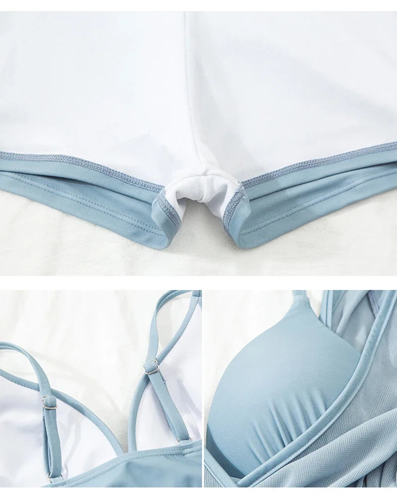 2026 New Swimsuit One-piece Swim Suit Sexy V Neck Swimwear Hot Spring Beach Bathing Skirt Dress Women