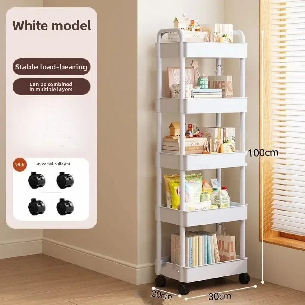 2026 New Multifunctional Storage Cart Open Shelves Book Display Living Room Kitchen Bedroom Home Decor Storage Organizer