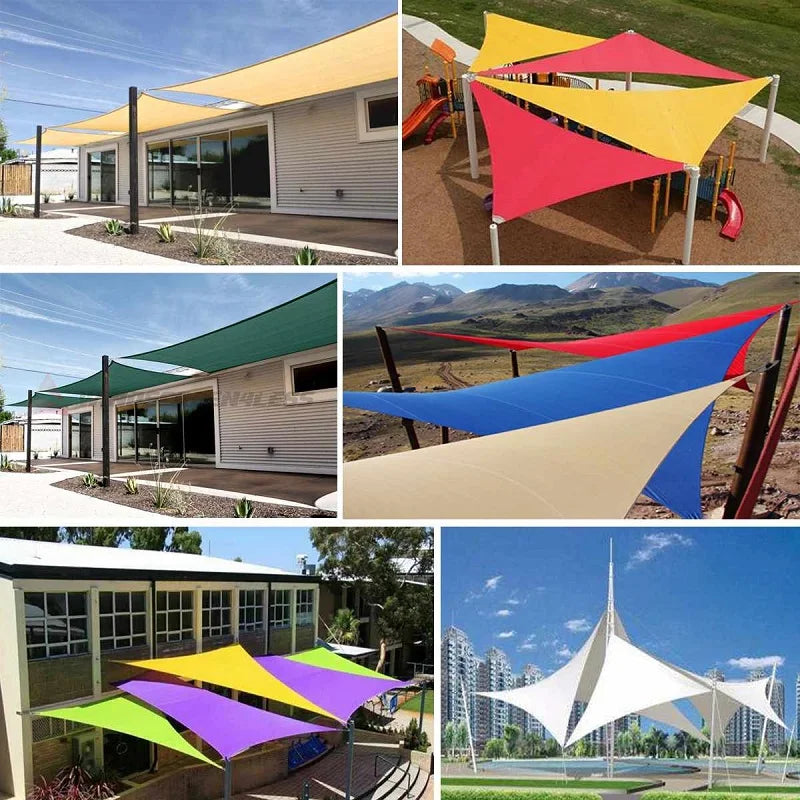 5x5x5/2x2x2M Waterproof Sun Shelter Triangle Sunshade Protection Outdoor Canopy Garden Patio Pool Shade Sail Awning Shade Cloth