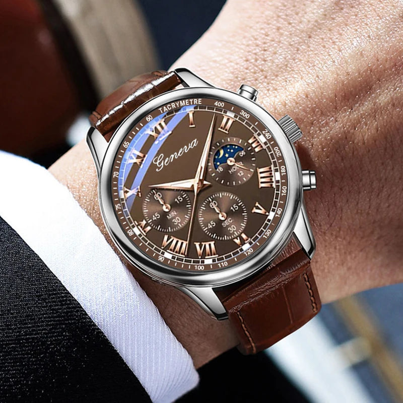 Simple Fashion Men's Pu Leather Strap Quartz Wristwatch Leisure Watches Masculino Relogio Male Clock Out-door Reloj Hombre