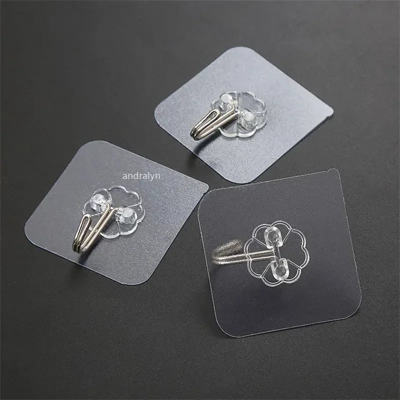 Transparent Self Adhesive Wall Hooks Heavy Duty Multi-Purpose Wall Hook Key Holder Towel Holder For Bathroom Kitchen Accessories