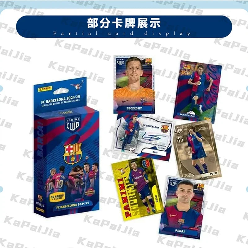 Genuine Panini 2024-25 FC Barcelona Team Box Soccer Trading Cards Leo Messi Lamine Yamal Collectible Football Card Gift for Fans