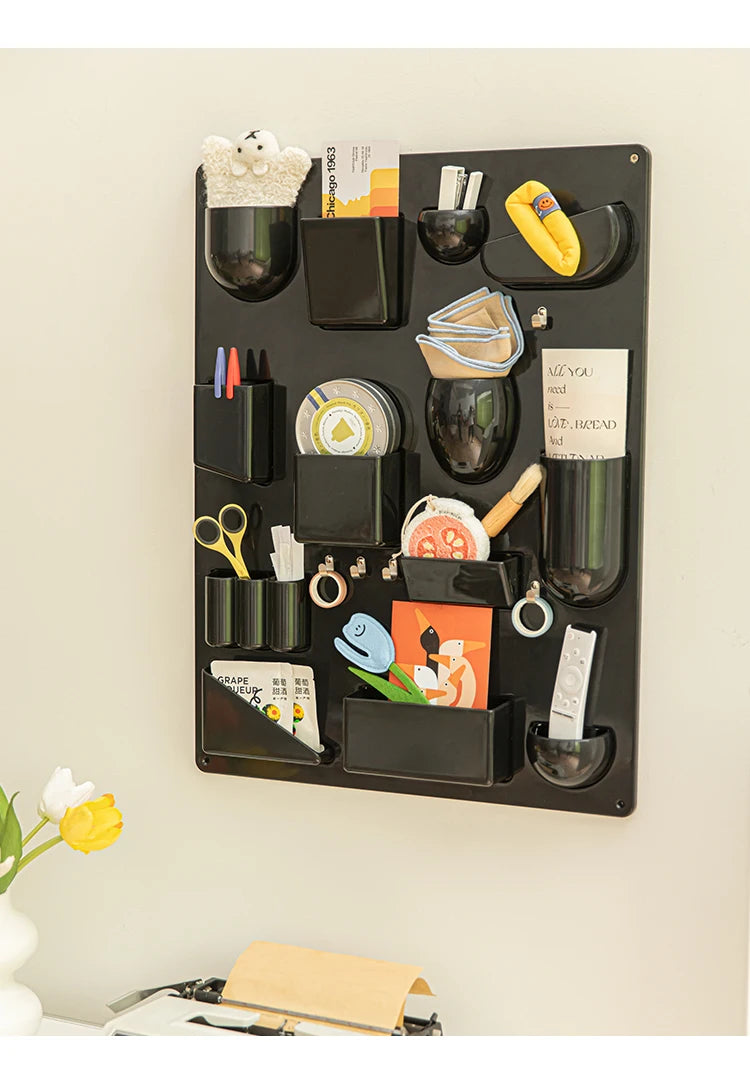 Wall-mounted Storage Rack with Hooks for Office, Kitchen and Workshop Children's Room Organizer with Adjustable Shelves
