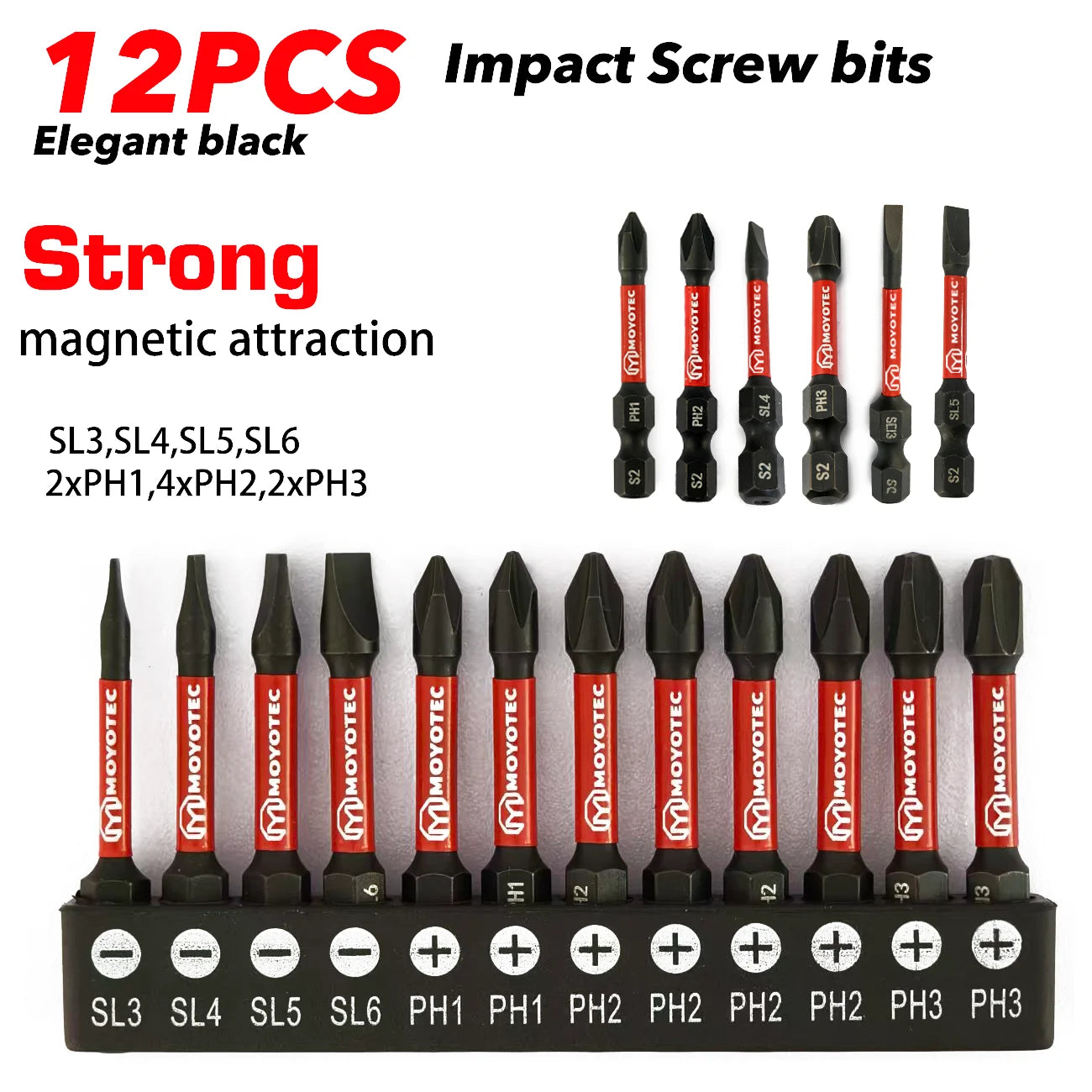 12/24 Pieces of Ph/Sl High-Strength Impact-Resistant Screwdriver Bit Set, 25/50mm S2 Alloy Steel with Strong Magnetism, Suitable for Power Tools