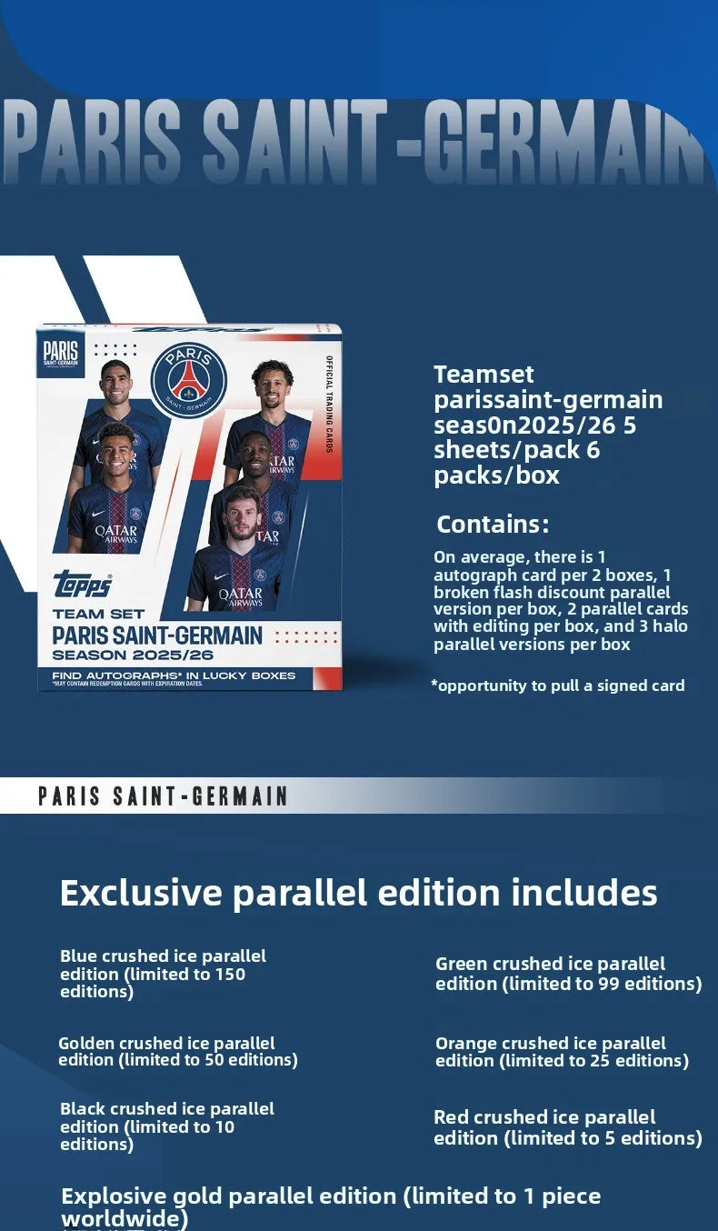 2025/26 Topps Genuine Soccer Trading Cards Man Utd PSG Juventus Chelsea Bayern Man City Barca Rare Auto Parallel Collectibles
