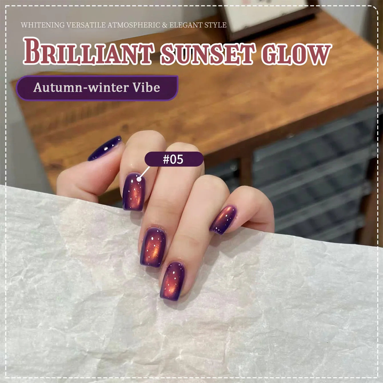 ZH 12ML 12-Color Christmas Red Nails Fiery Sunset Glass Bead Cat Eye Gel Nail Polish Fine Powder Cat Magnetic Gel Nail Salon