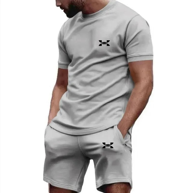 new men's sportswear short sleeved T-shirt and sports shorts summer casual jogging pants set men's two-piece set