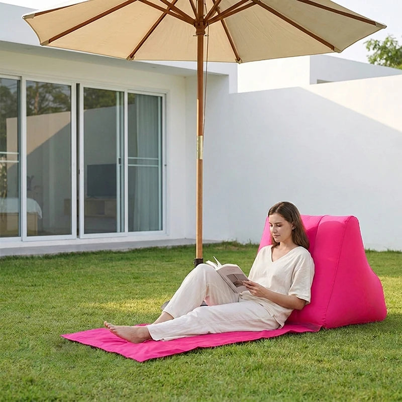 Inflatable Soft Beach Pillow Wedge Mat PVC Foldable Flocking Travel Portable Back Support Triangle Cushion Leisure Lounger
